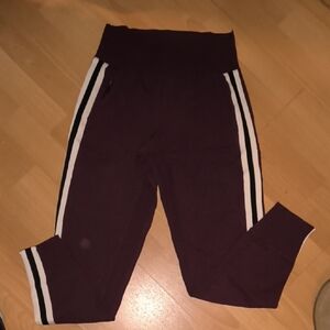 Athleta | Maroon Joggers with White Accents